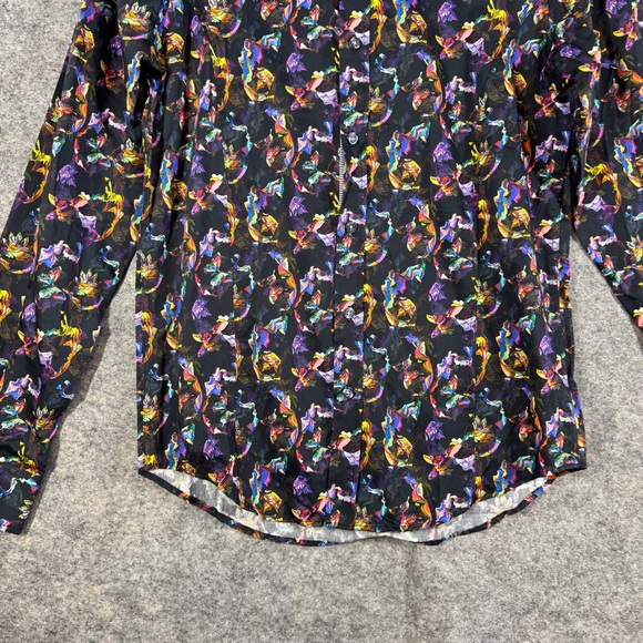 Eight X Premium Abstract Print Button Down Shirt Black Multicolor Size M Cotton - Picture 3 of 15